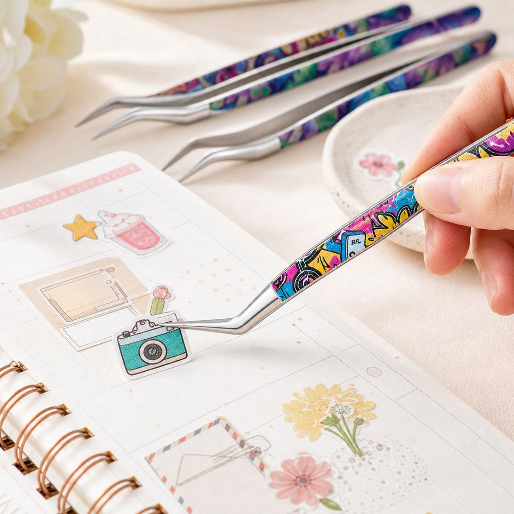 Metal Curved Stickers Tweezers - Lash Mapping Sticker recension och pris