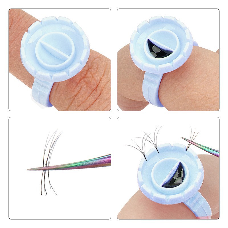 100Pcs Disposable Glue Ring Ho - Eyelash Extension Examples recension och pris