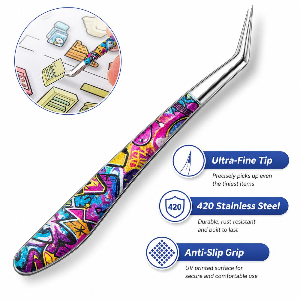 Metal Curved Stickers Tweezers - Lash Mapping Sticker recension och pris